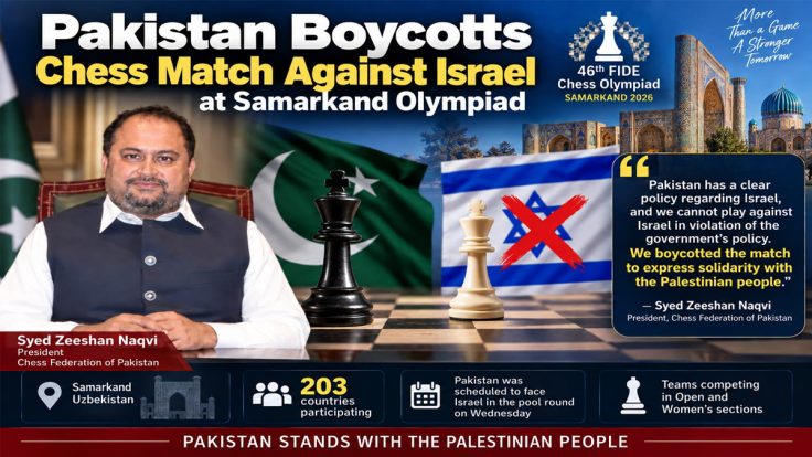 سمرقند اولمپیاڈ میں پاکستان کا اسرائیل کے خلاف شطرنج میچ کا بائیکاٹ